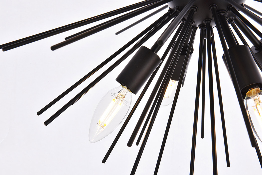 Elegant Timber 8 Light Pendant - Black, L 20" (LD5051D20BK)