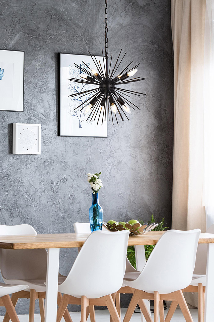 Elegant Timber 8 Light Pendant - Black, L 20" (LD5051D20BK)