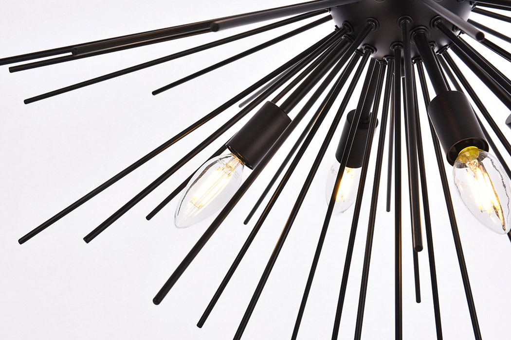 Elegant Timber 8 Light Pendant - Black, L 30" (LD5051D30BK)