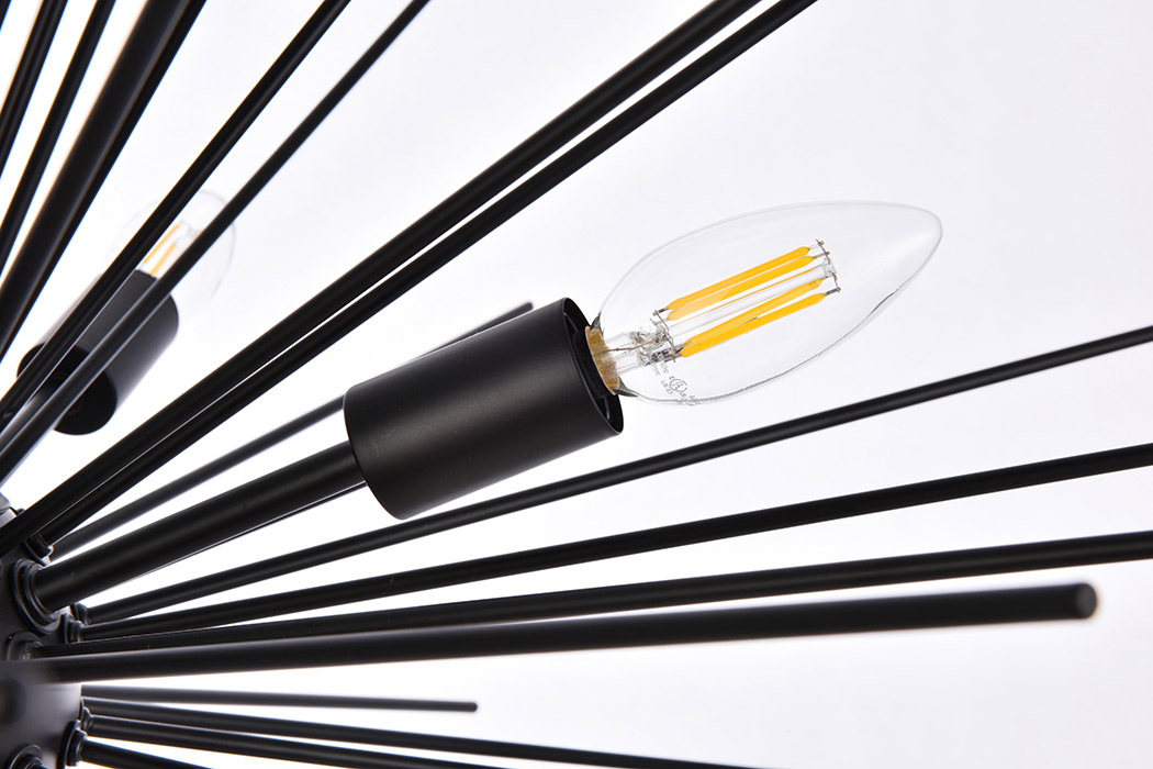 Elegant Timber 8 Light Pendant - Black, L 30" (LD5051D30BK)