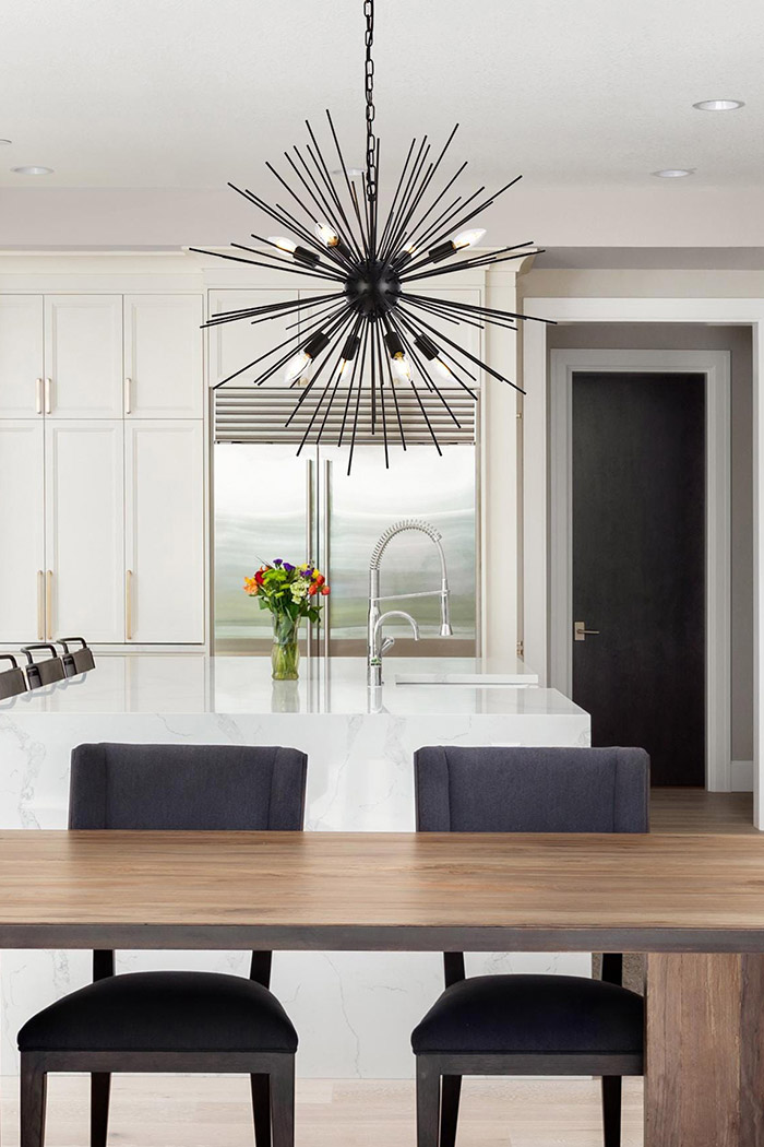 Elegant Timber 8 Light Pendant - Black, L 30" (LD5051D30BK)