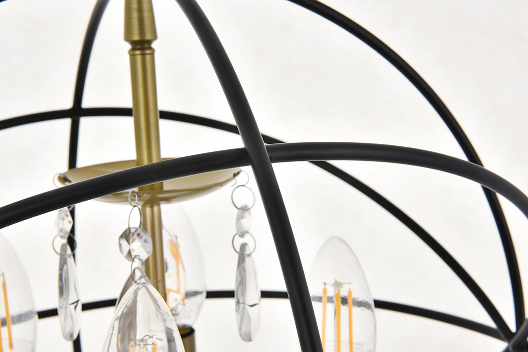 Elegant Wallace 3 Light Pendant - Brass/Black, L 16" (LD5055D16BRB)