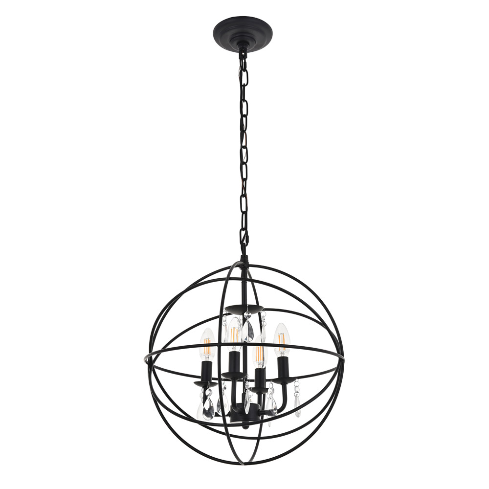 Elegant Wallace 3 Light Pendant - Matte Black, L 16" (LD5055D16MB)