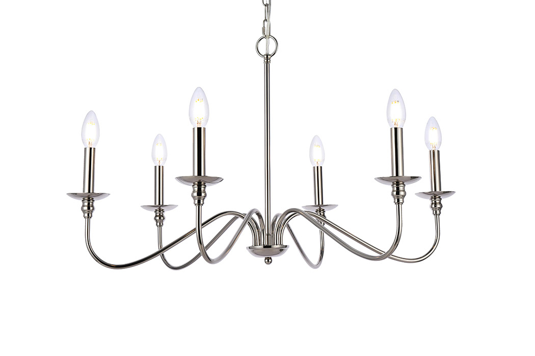 Elegant Rohan Chandelier - Polished Nickel, L 30" (LD5056D30PN)