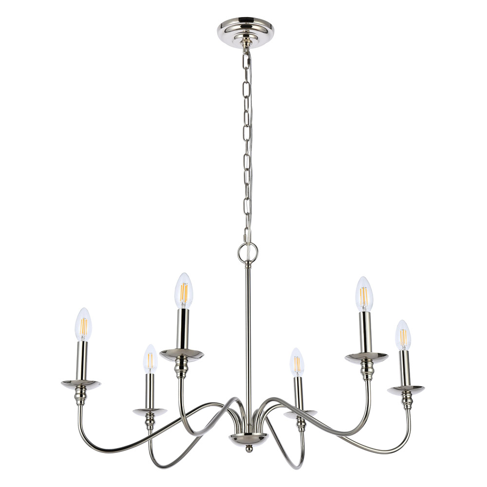 Elegant Rohan Chandelier - Polished Nickel, L 30" (LD5056D30PN)