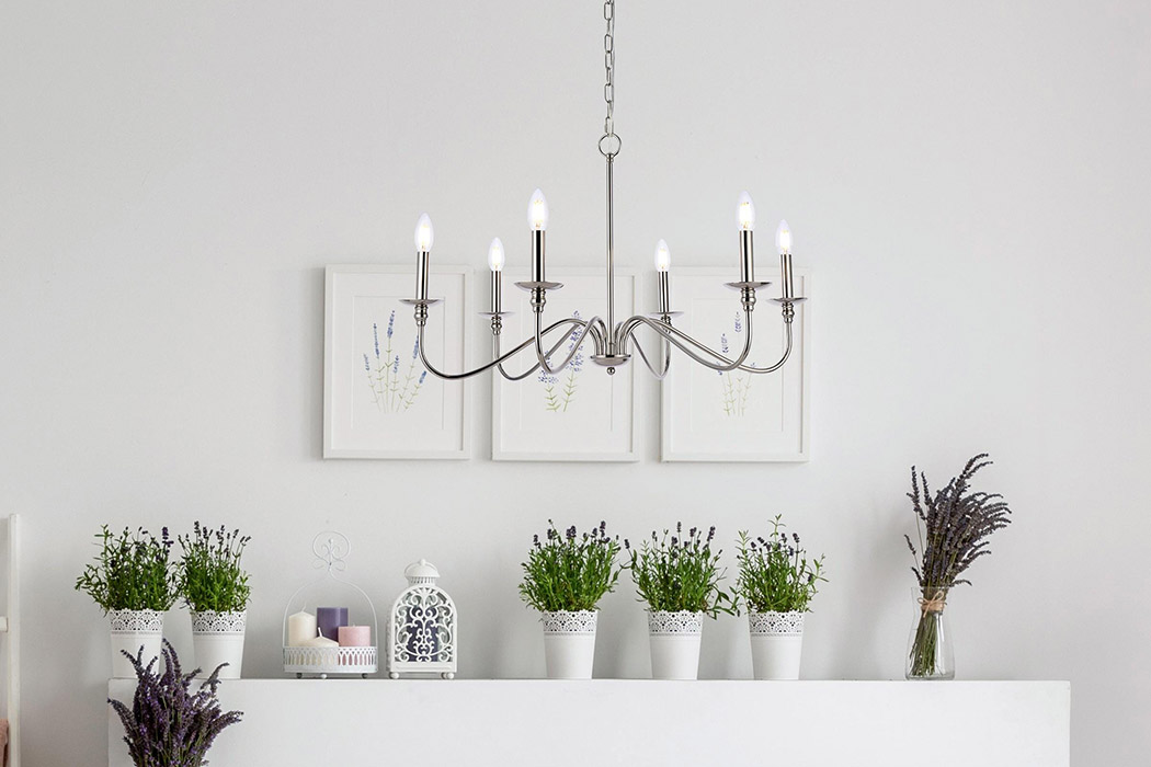 Elegant Rohan Chandelier - Polished Nickel, L 30" (LD5056D30PN)