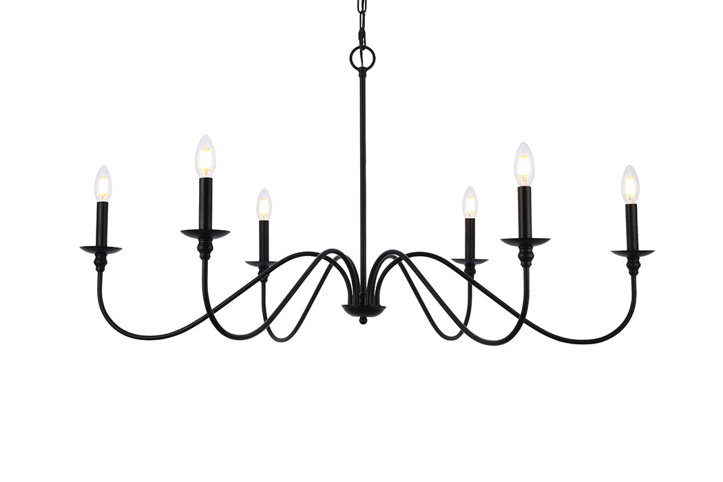 Elegant Rohan Chandelier - Matte Black, L 42" (LD5056D42MB)