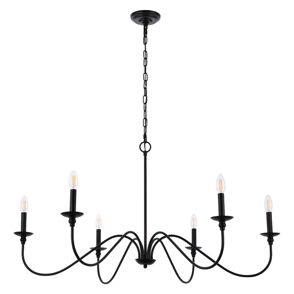 Elegant Rohan Chandelier - Matte Black, L 42" (LD5056D42MB)