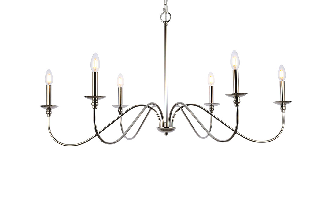 Elegant Rohan Chandelier - Polished Nickel, L 42" (LD5056D42PN)