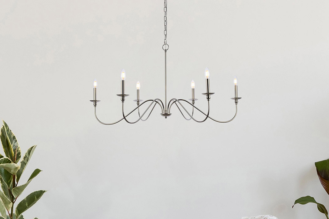 Elegant Rohan Chandelier - Polished Nickel, L 42" (LD5056D42PN)