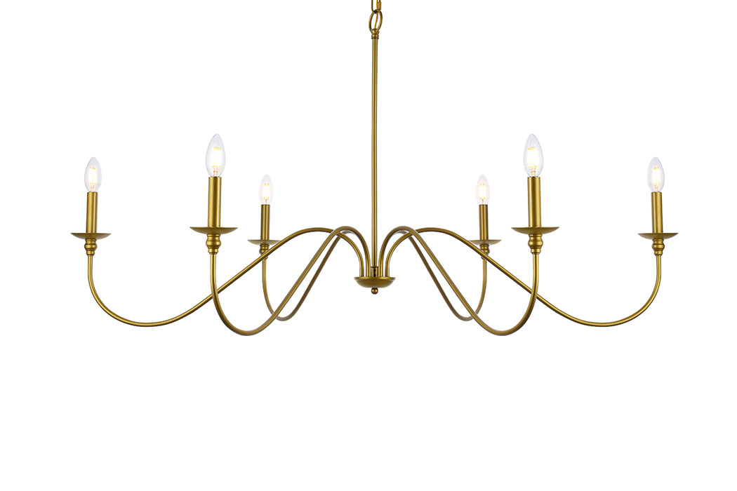 Elegant Rohan Chandelier - Brass, L 48" (LD5056D48BR)