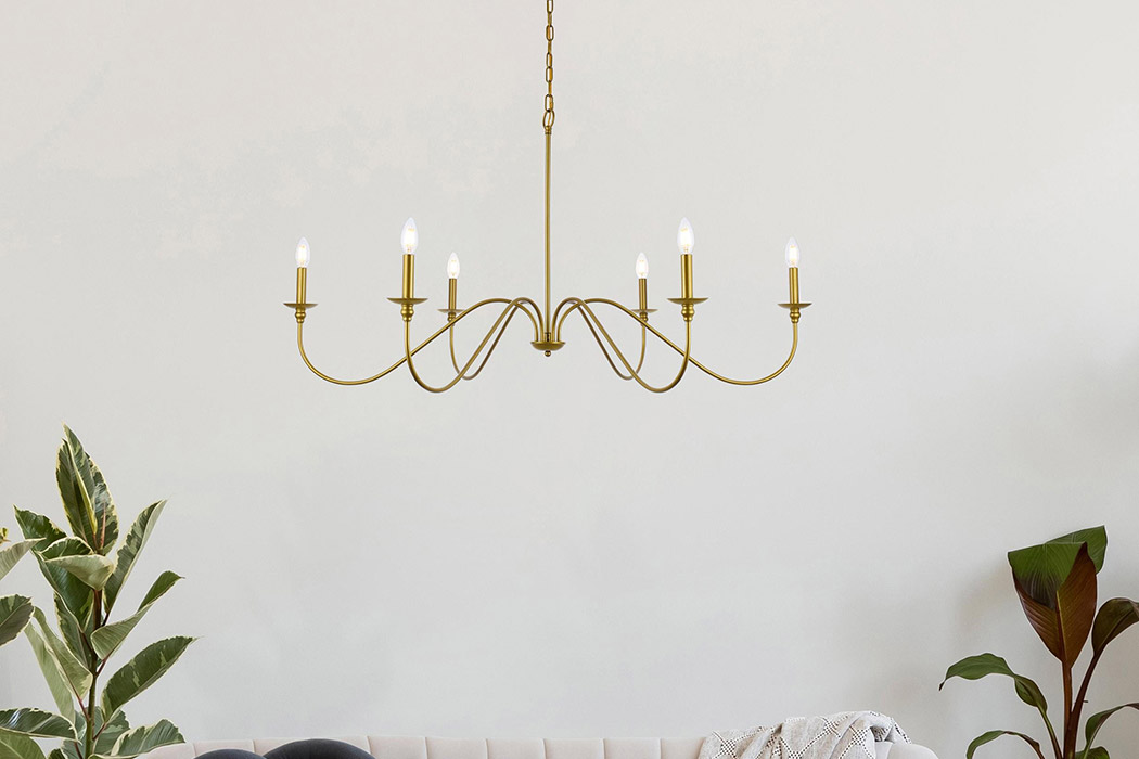Elegant Rohan Chandelier - Brass, L 48" (LD5056D48BR)