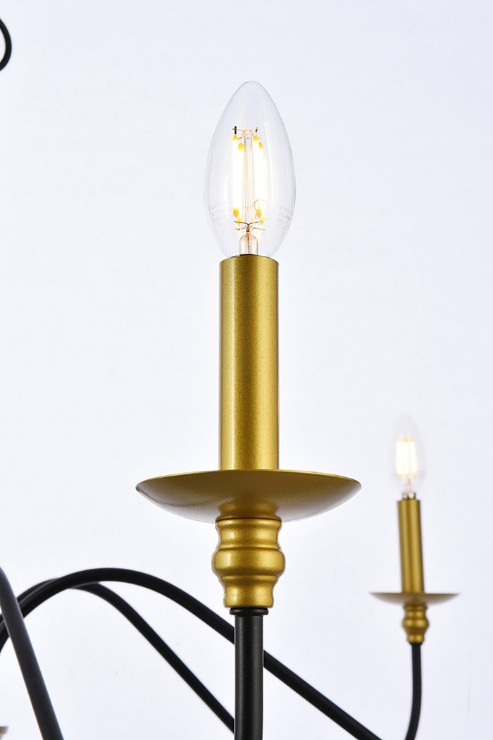 Elegant Rohan Chandelier - Brass/Black, L 48" (LD5056D48BRB)