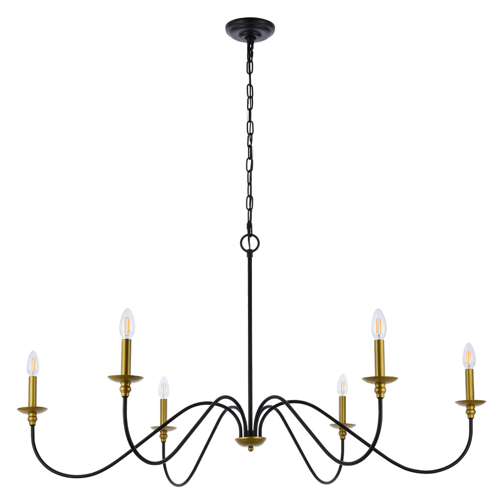 Elegant Rohan Chandelier - Brass/Black, L 48" (LD5056D48BRB)