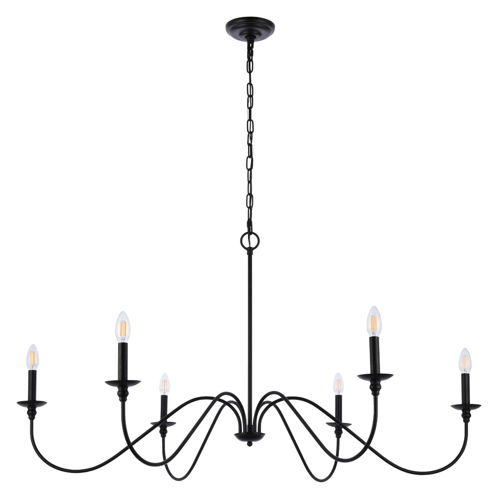 Elegant Rohan Chandelier - Matte Black, L 48" (LD5056D48MB)