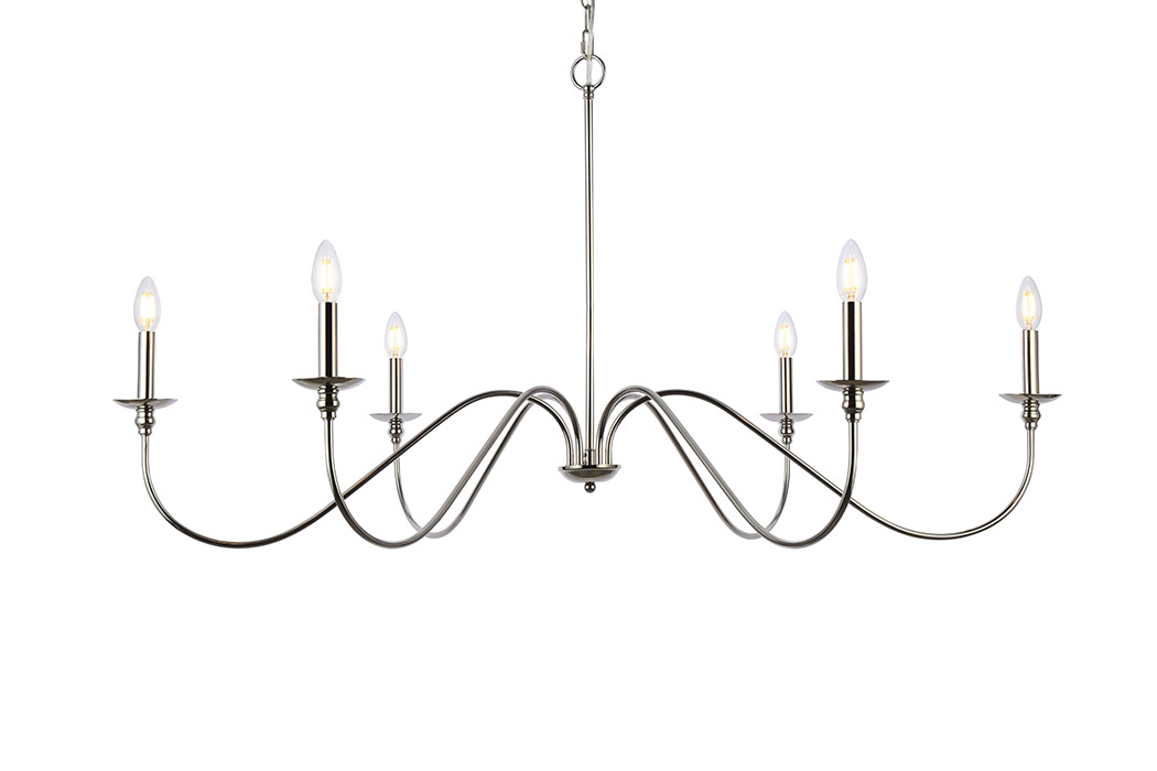Elegant Rohan Chandelier - Polished Nickel, L 48" (LD5056D48PN)