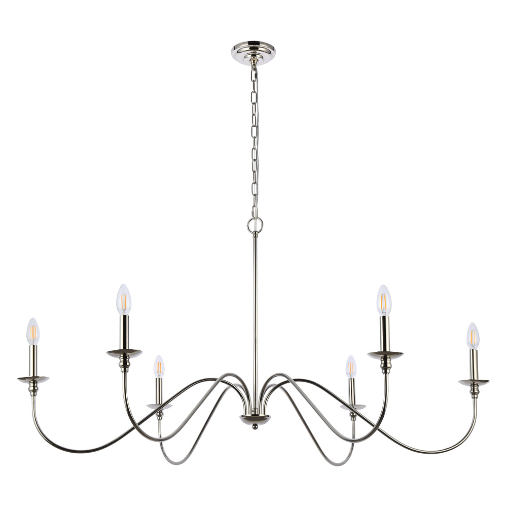 Elegant Rohan Chandelier - Polished Nickel, L 48" (LD5056D48PN)