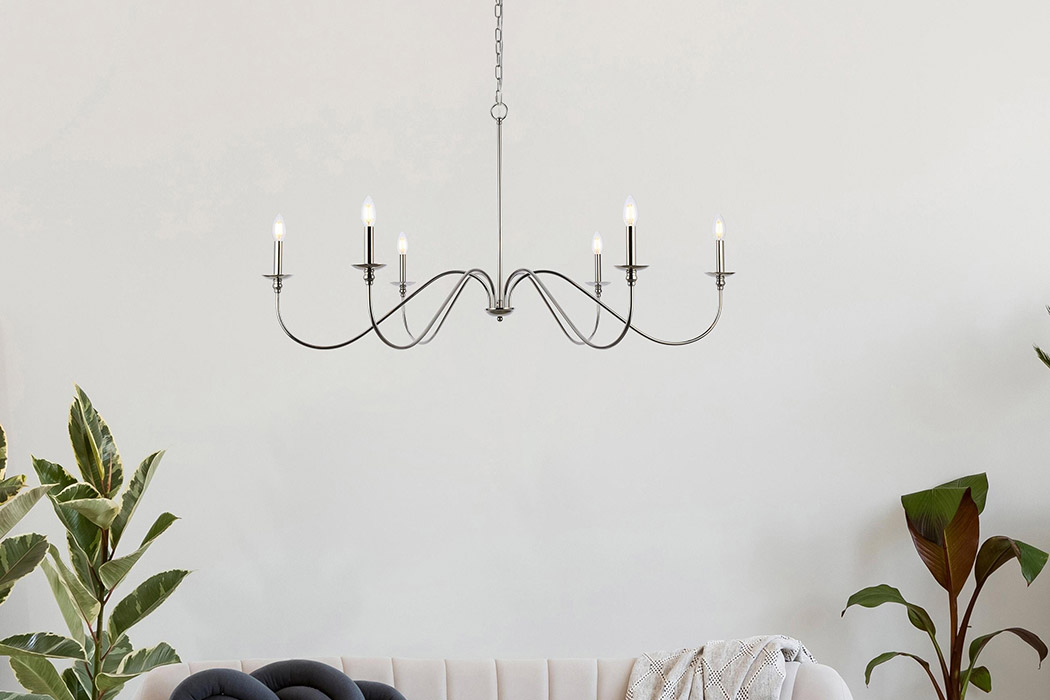 Elegant Rohan Chandelier - Polished Nickel, L 48" (LD5056D48PN)