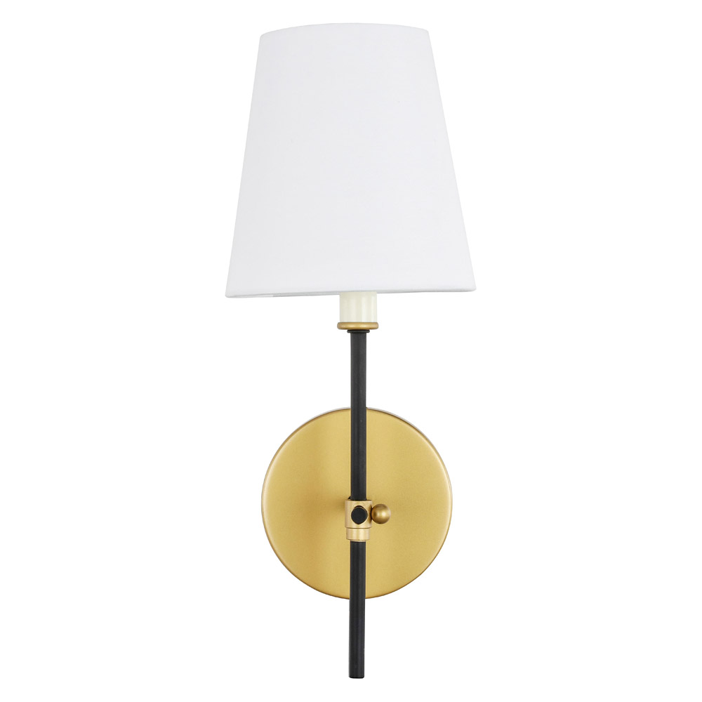 Elegant Mel 1 Light Wall Sconce - Brass/Black, L 5.5" (LD6004W6BRBK)