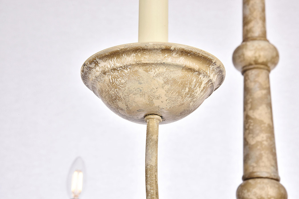 Elegant Merritt 6-Light Chandelier - Weathered Dove, L 35" (LD6007D35WD)