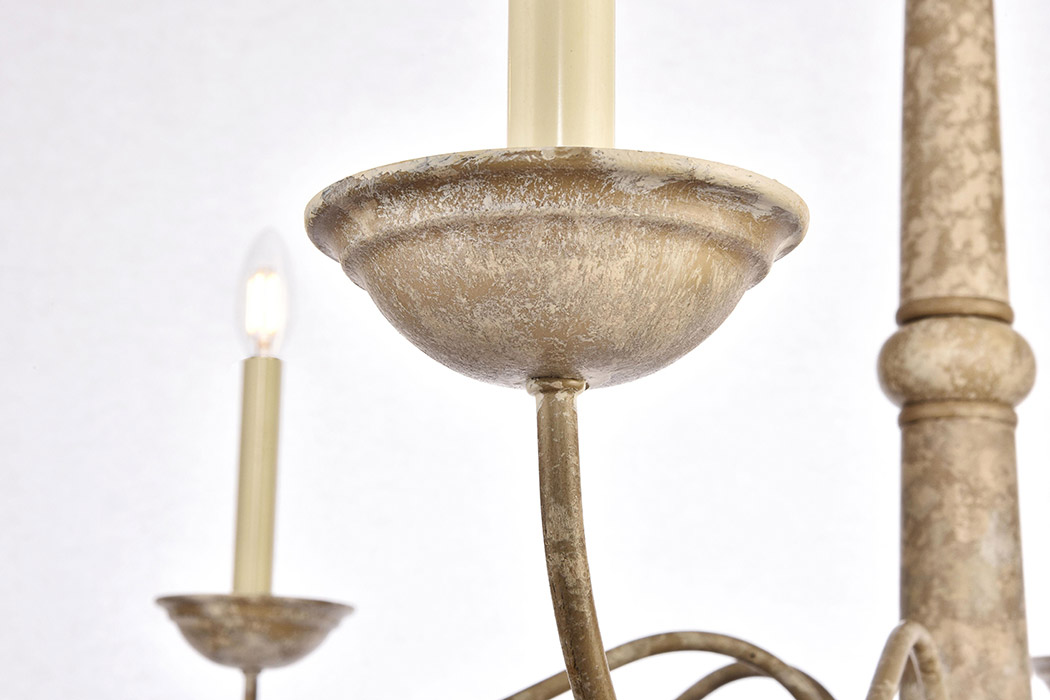 Elegant Merritt 6-Light Chandelier - Weathered Dove, L 39.8" (LD6007D40WD)