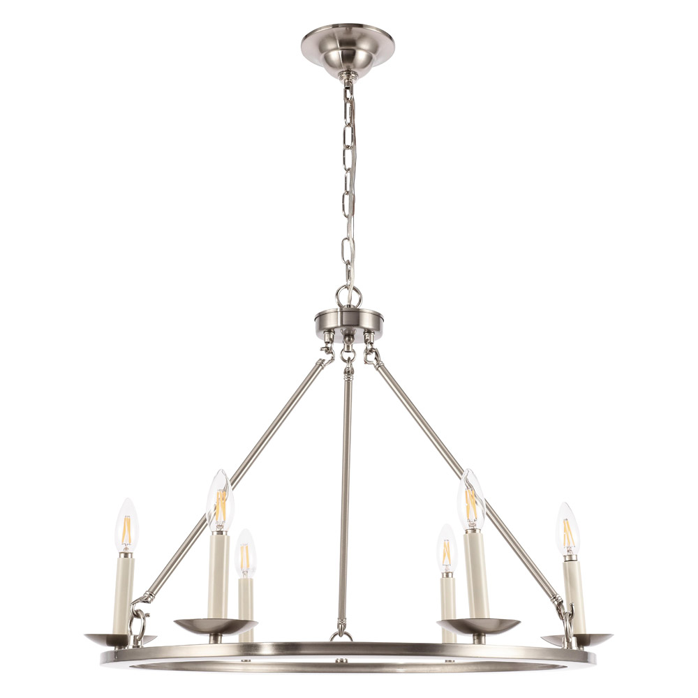 Elegant Maine 6-Light Chandelier - Burnished Nickel, L 26" (LD6010D26BN)