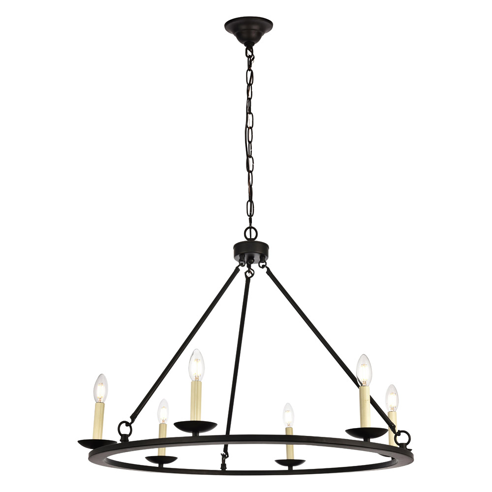 Elegant Maine 6-Light Chandelier - Black, L 32" (LD6010D32BK)