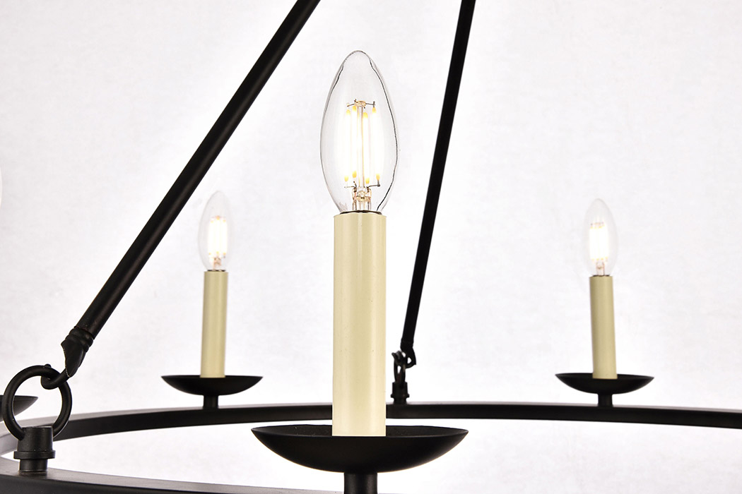 Elegant Maine 6-Light Chandelier - Black, L 32" (LD6010D32BK)