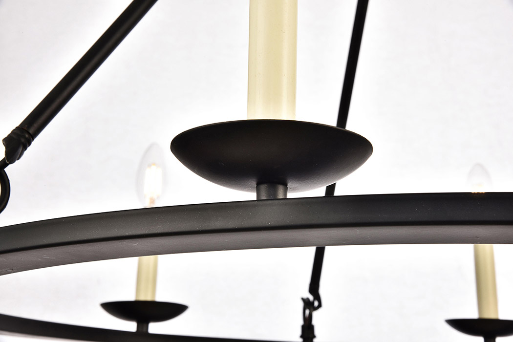 Elegant Maine 6-Light Chandelier - Black, L 32" (LD6010D32BK)