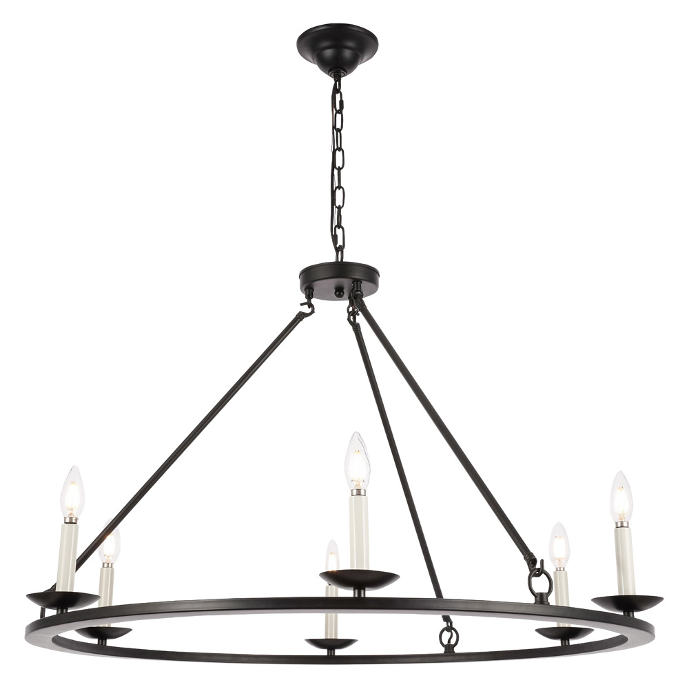 Elegant Maine 6-Light Chandelier - Black, L 36" (LD6010D36BK)