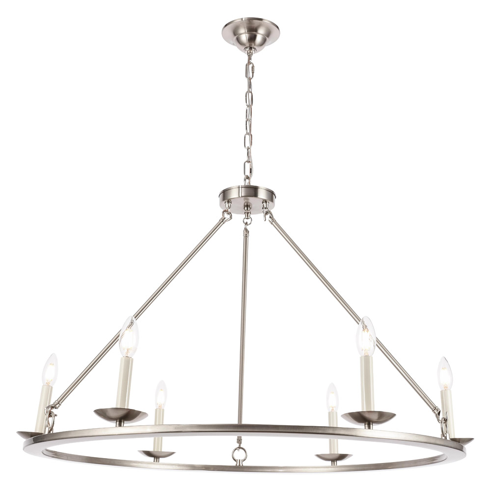 Elegant Maine 6-Light Chandelier - Burnished Nickel, L 36" (LD6010D36BN)