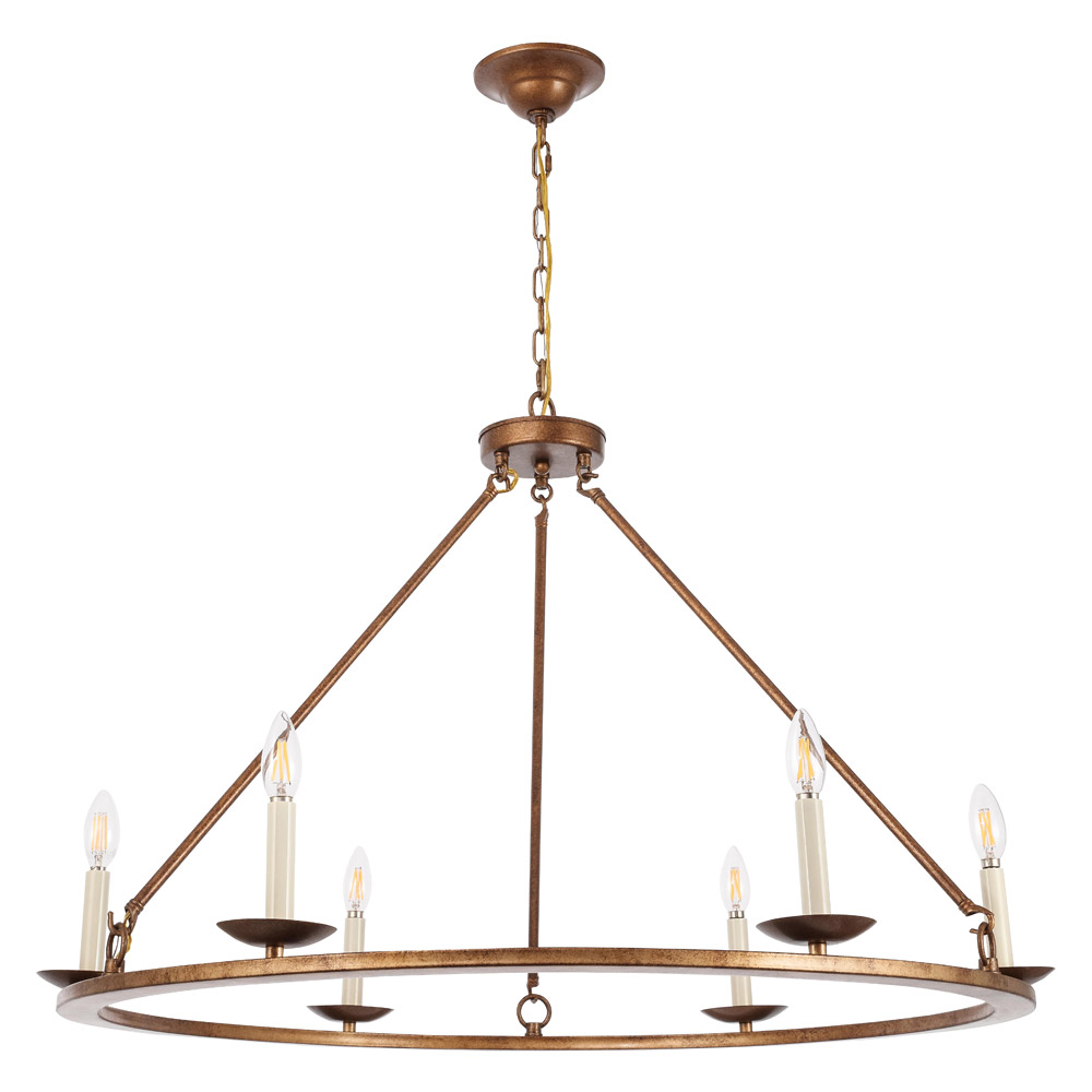 Elegant Maine 6-Light Chandelier - Gold, L 36" (LD6010D36G)