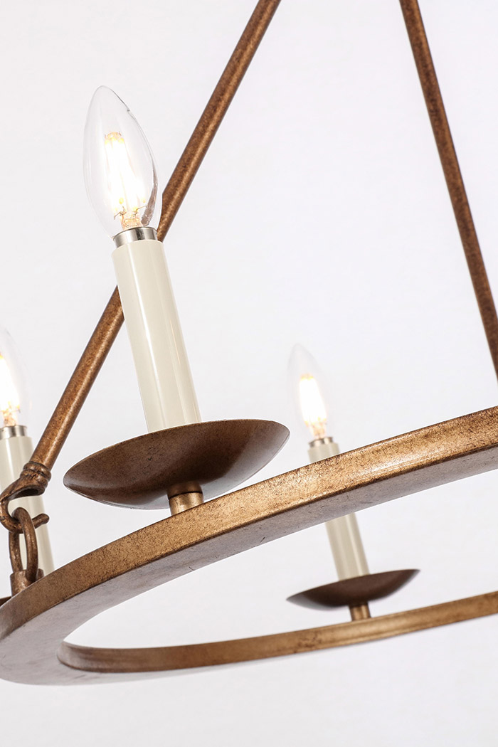 Elegant Maine 6-Light Chandelier - Gold, L 36" (LD6010D36G)