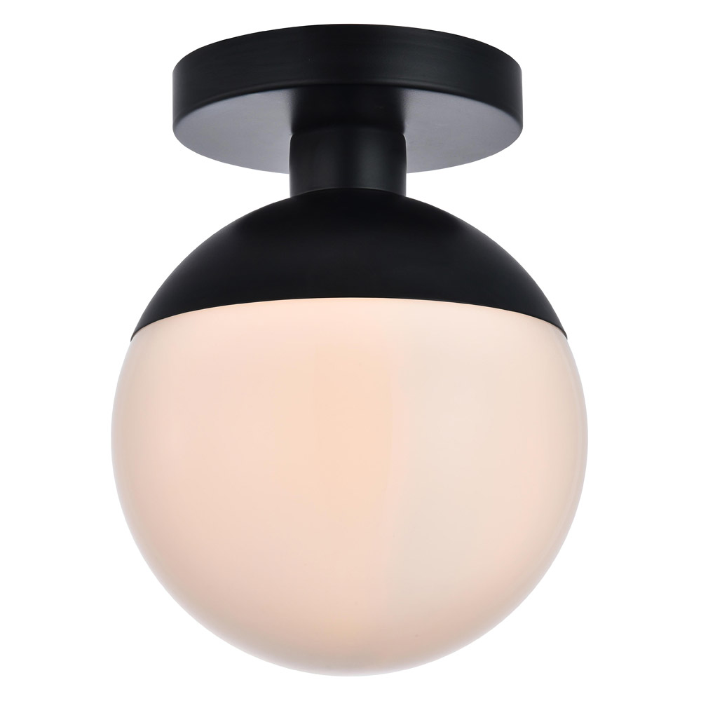 Elegant Flush Mount Light - Black/Glass Matte, L 8" (LD6050BK)
