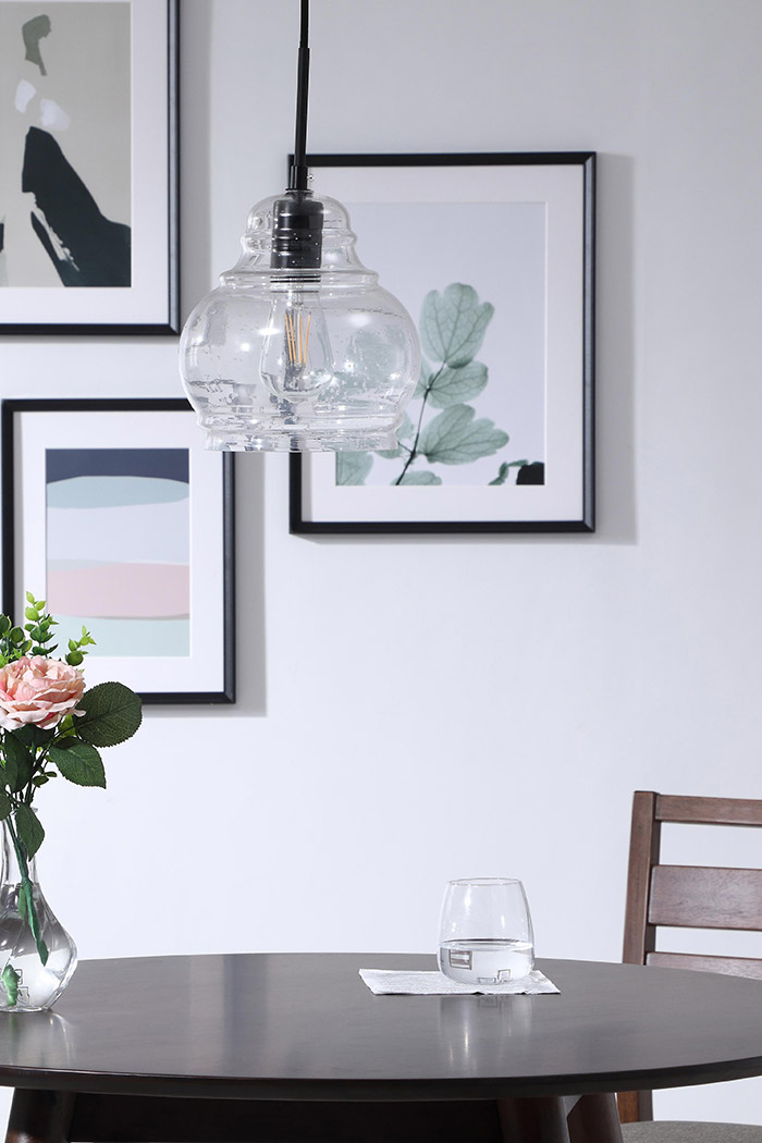 Elegant Pendant Light - Black, L 8" (LD6198BK)
