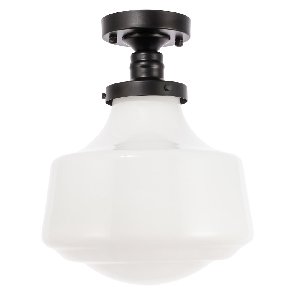 Elegant Flush Mount Light - Black/Glass Matte, L 11" (LD6243BK)