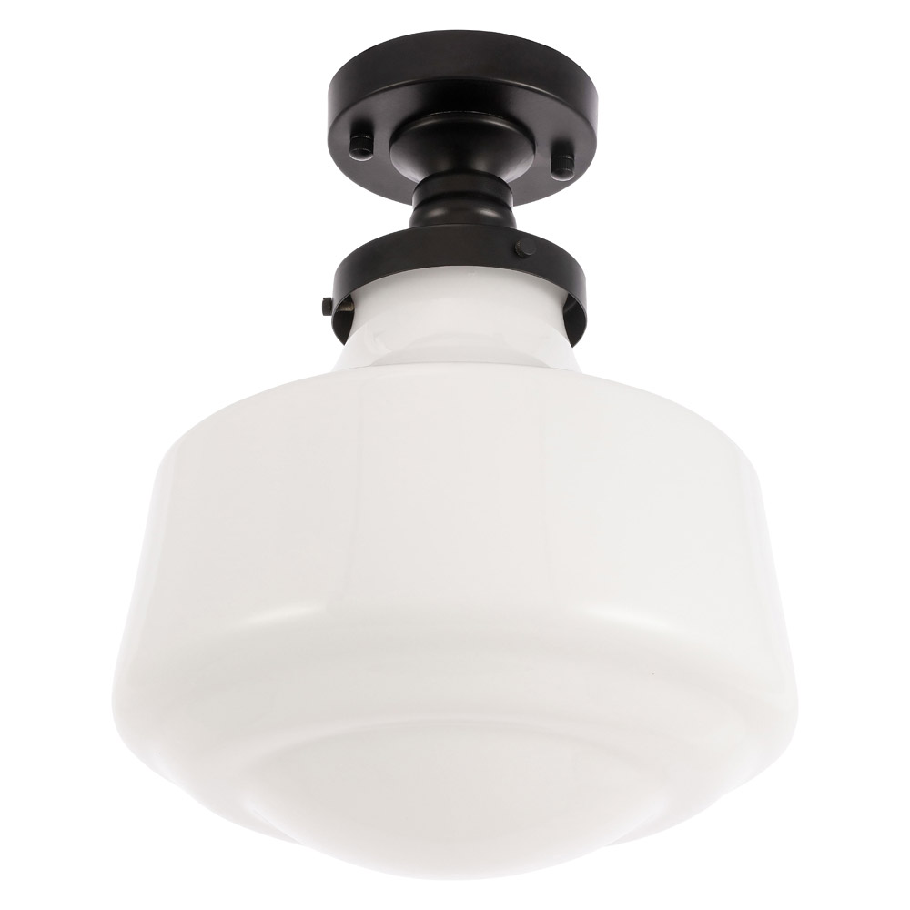 Elegant Flush Mount Light - Black/Glass Matte, L 11" (LD6243BK)