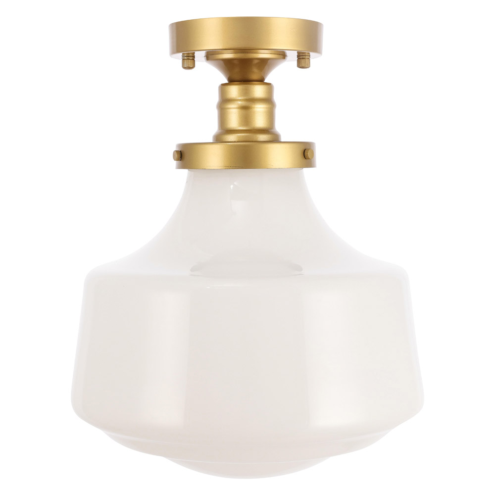 Elegant Flush Mount Light - Brass/Glass Matte, L 11" (LD6245BR)