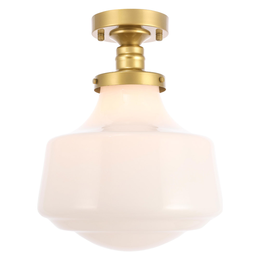 Elegant Flush Mount Light - Brass/Glass Matte, L 11" (LD6245BR)