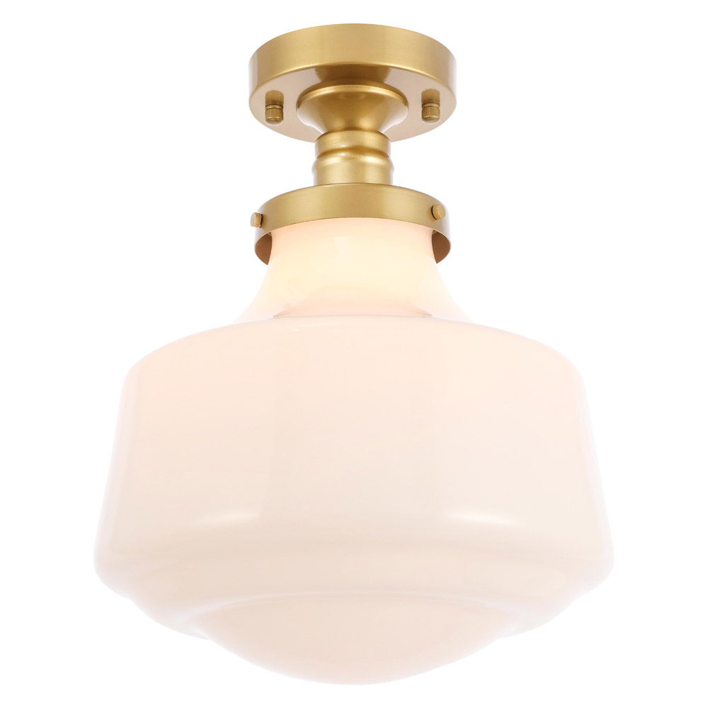 Elegant Flush Mount Light - Brass/Glass Matte, L 11" (LD6245BR)