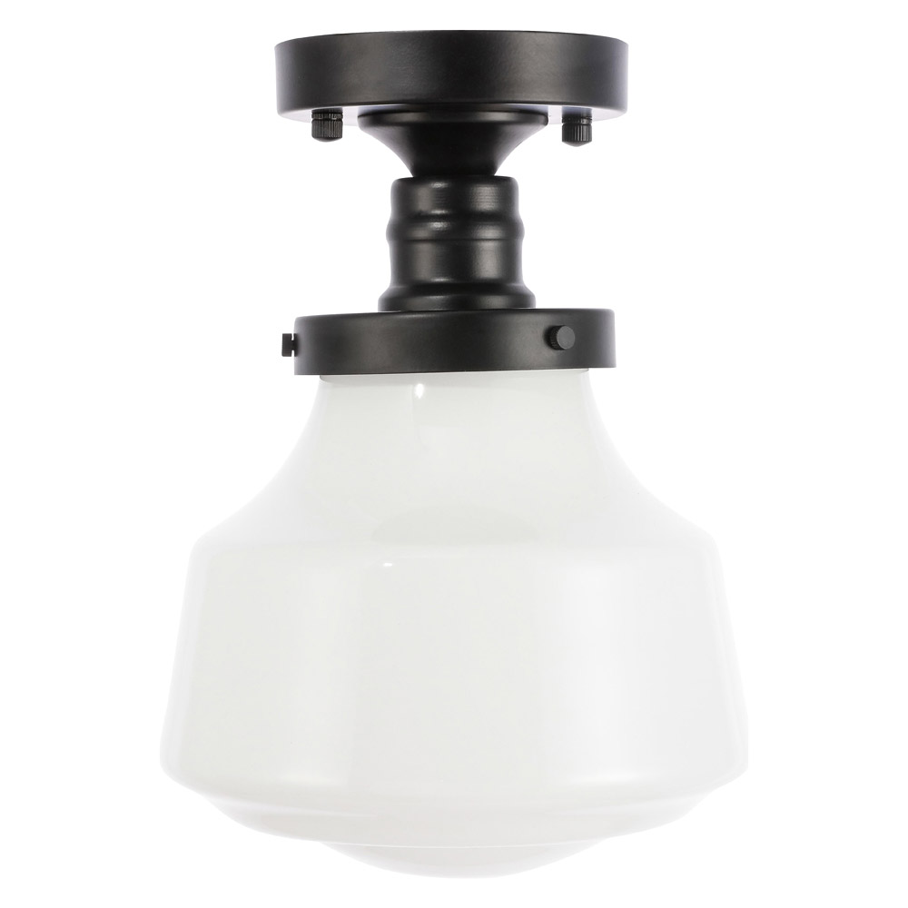 Elegant Flush Mount Light - Black/Glass Matte, L 8" (LD6249BK)