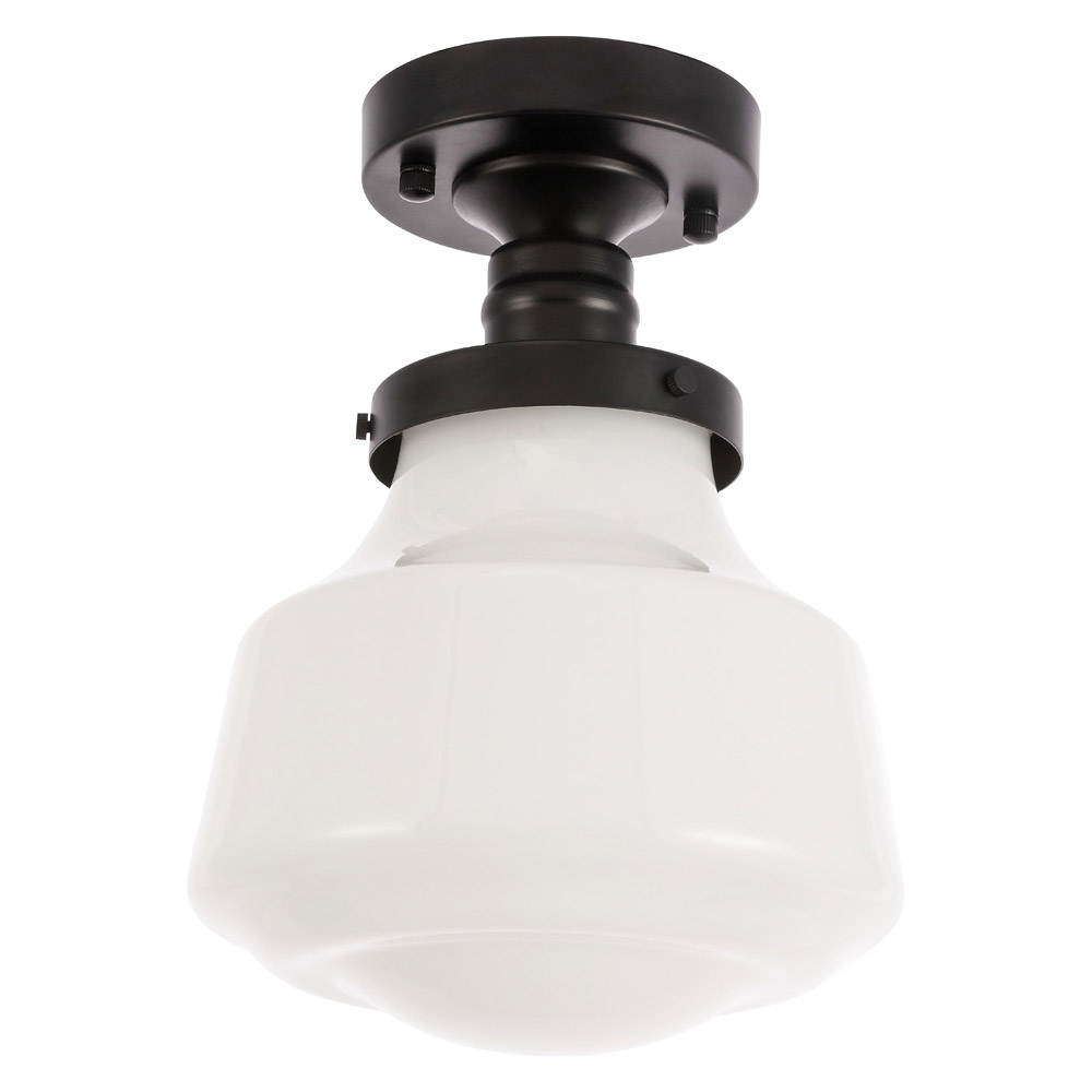 Elegant Flush Mount Light - Black/Glass Matte, L 8" (LD6249BK)
