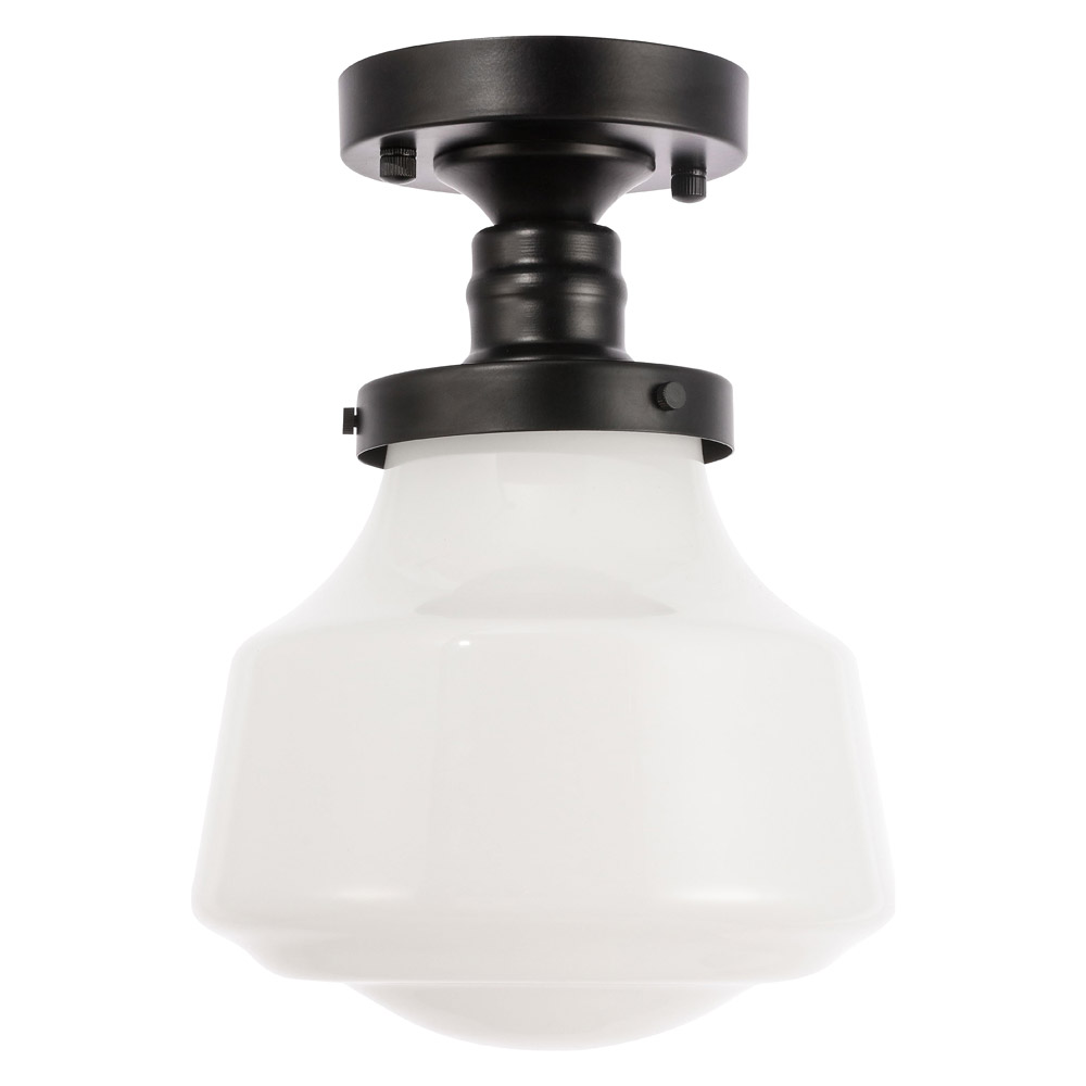 Elegant Flush Mount Light - Black/Glass Matte, L 8" (LD6249BK)