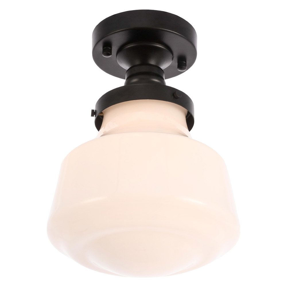 Elegant Flush Mount Light - Black/Glass Matte, L 8" (LD6249BK)