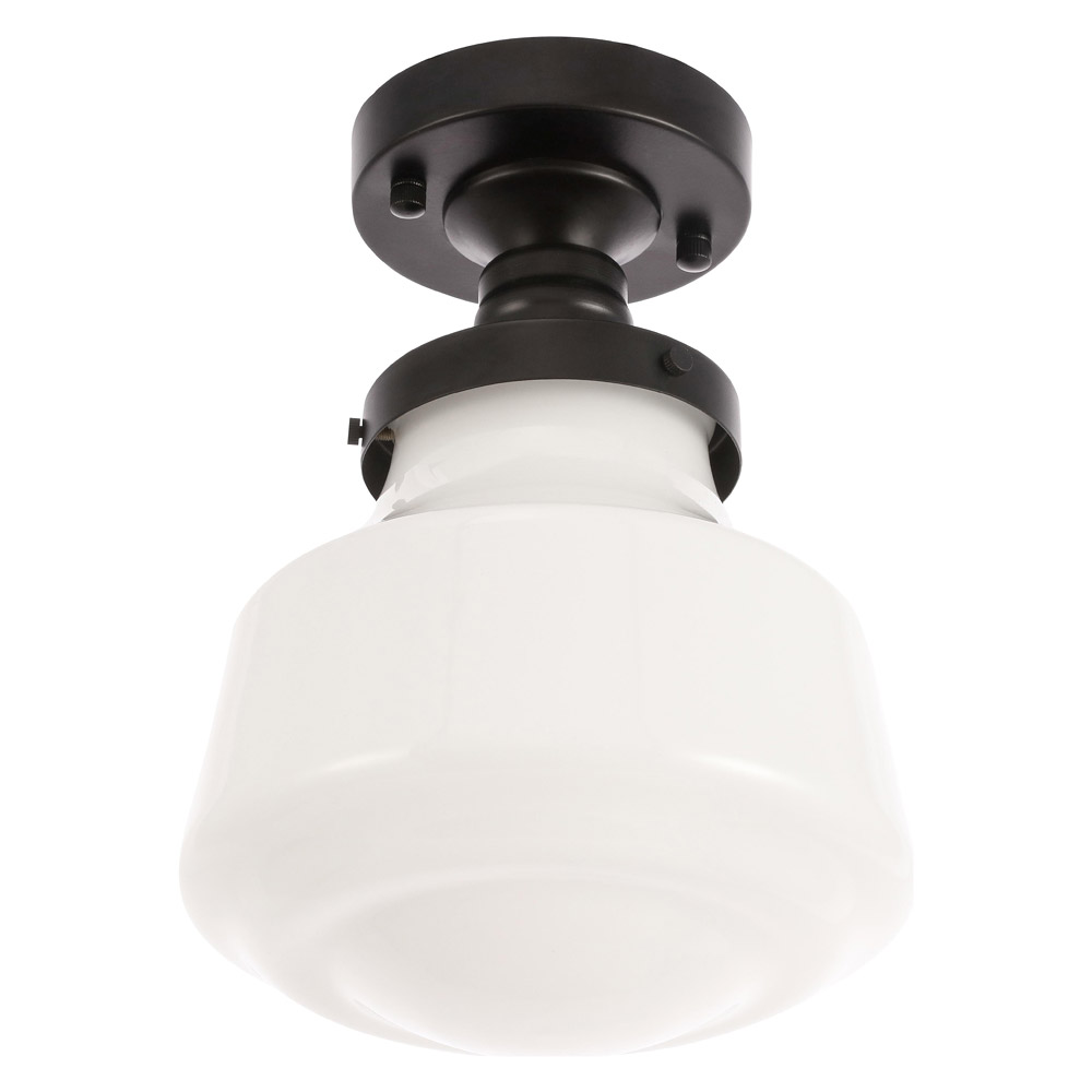 Elegant Flush Mount Light - Black/Glass Matte, L 8" (LD6249BK)