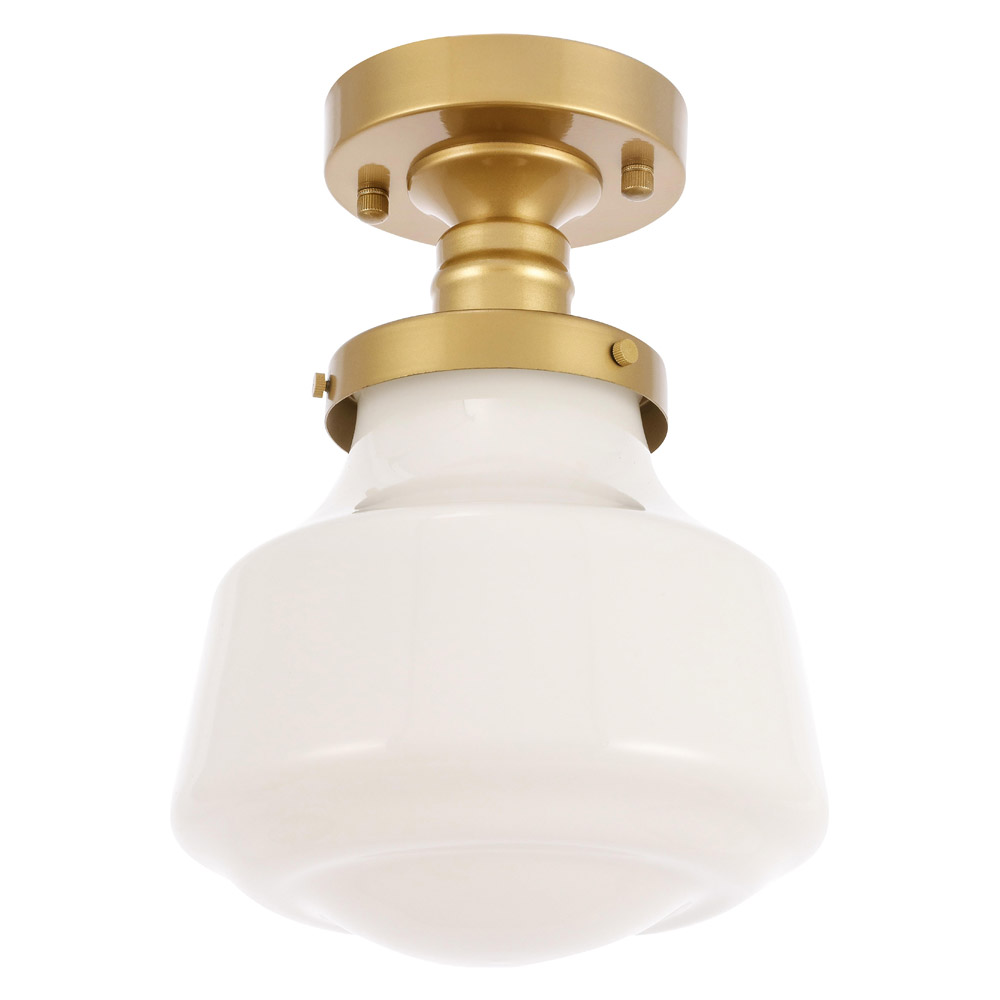 Elegant Flush Mount Light - Brass/Glass Matte, L 8" (LD6251BR)
