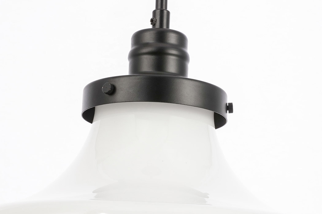 Elegant Pendant Light - Black/Glass Matte, L 11" (LD6261BK)