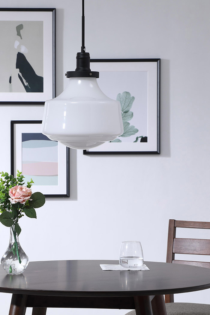 Elegant Pendant Light - Black/Glass Matte, L 11" (LD6261BK)
