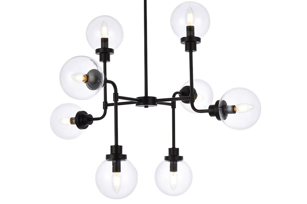 Elegant Hanson 8 Lights Pendant - Black (LD7039D36BK)