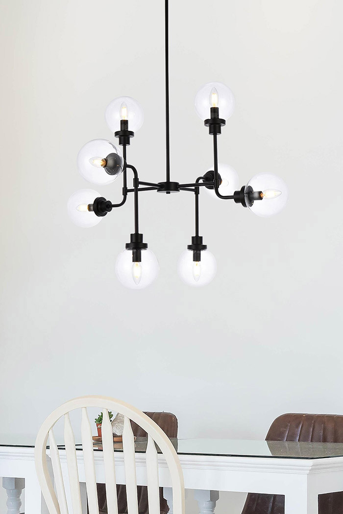 Elegant Hanson 8 Lights Pendant - Black (LD7039D36BK)